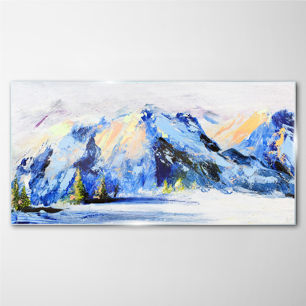 Glasbild Winter Schnee Berge Natur