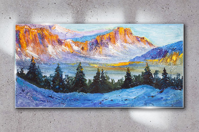 Glasbild Winterliche Berglandschaft