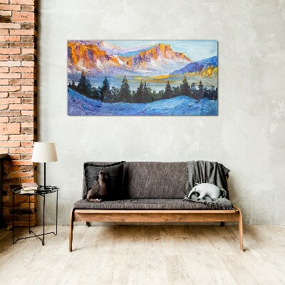 Glasbild Winterliche Berglandschaft