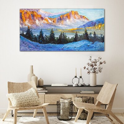 Glasbild Winterliche Berglandschaft