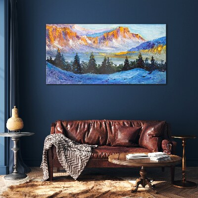 Glasbild Winterliche Berglandschaft