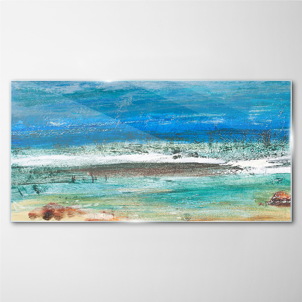 Glasbild Ruhiges Meer in Blautönen