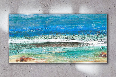 Glasbild Ruhiges Meer in Blautönen