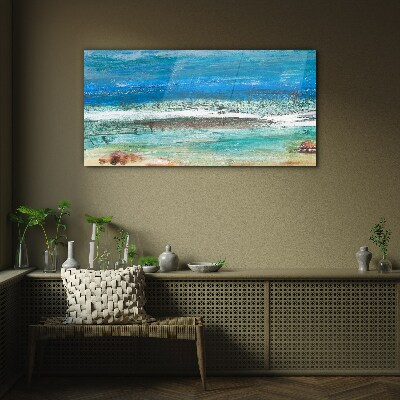 Glasbild Ruhiges Meer in Blautönen