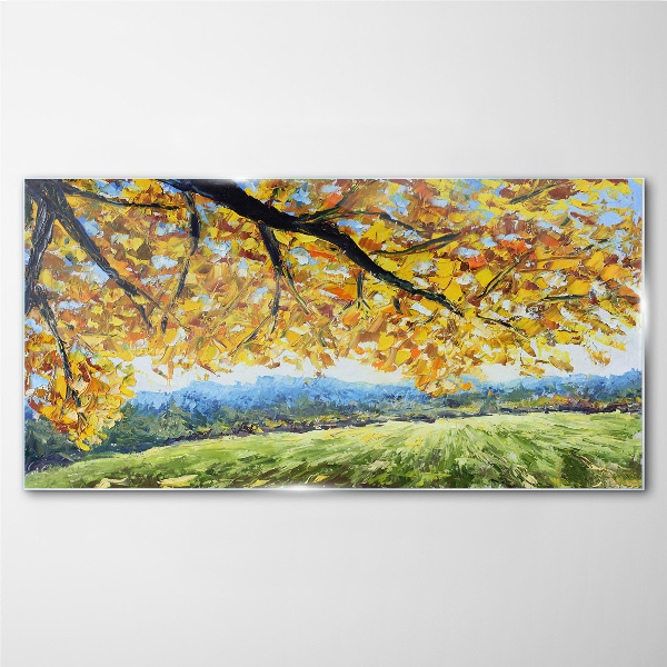 Glasbild Goldener Herbst in der Landschaft