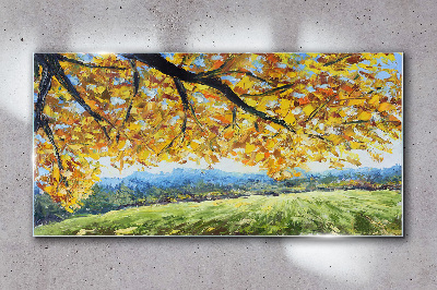 Glasbild Goldener Herbst in der Landschaft