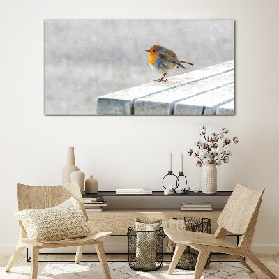 Bild auf glas drucken Robin auf einer weißen Tafel
