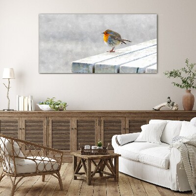 Bild auf glas drucken Robin auf einer weißen Tafel
