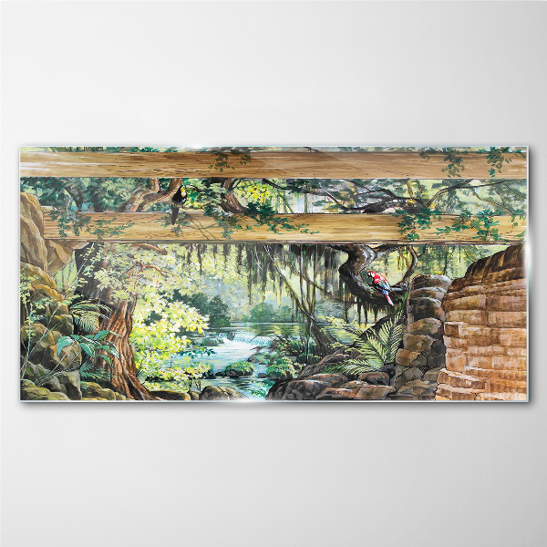 Bild auf glas Tropische Landschaft mit Wasserfall