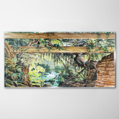 Bild auf glas Tropische Landschaft mit Wasserfall