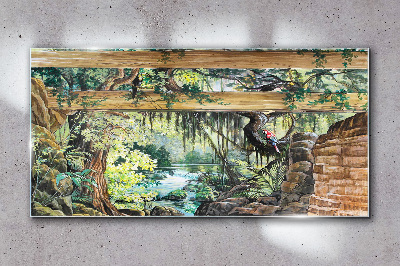 Bild auf glas Tropische Landschaft mit Wasserfall