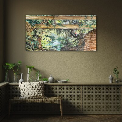Bild auf glas Tropische Landschaft mit Wasserfall