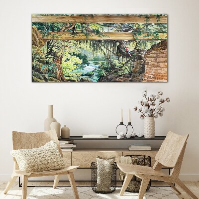 Bild auf glas Tropische Landschaft mit Wasserfall
