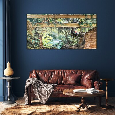 Bild auf glas Tropische Landschaft mit Wasserfall