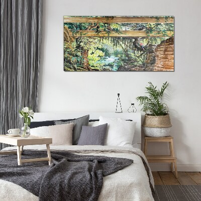Bild auf glas Tropische Landschaft mit Wasserfall