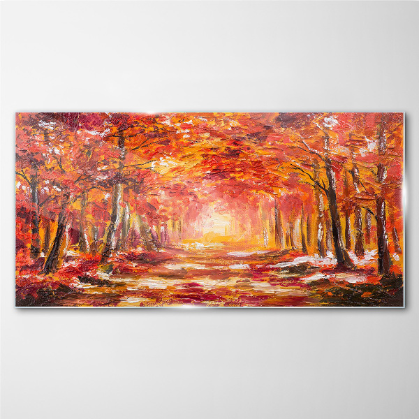 Glasbild Herbstliche Spiegelungen im Wald