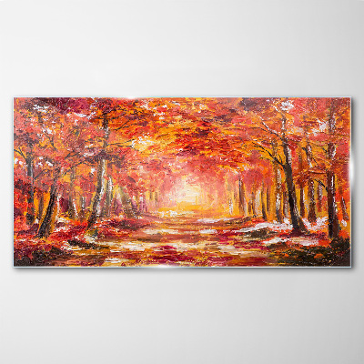 Glasbild Herbstliche Spiegelungen im Wald
