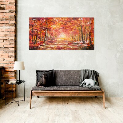 Glasbild Herbstliche Spiegelungen im Wald