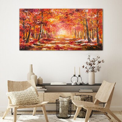 Glasbild Herbstliche Spiegelungen im Wald