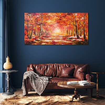 Glasbild Herbstliche Spiegelungen im Wald