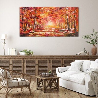 Glasbild Herbstliche Spiegelungen im Wald