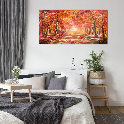 Glasbild Herbstliche Spiegelungen im Wald