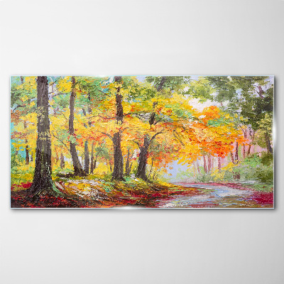 Glasbild Herbstliche Baumallee