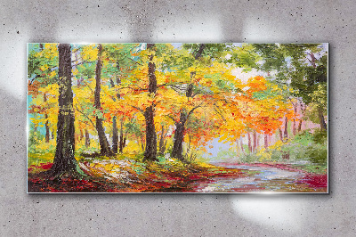Glasbild Herbstliche Baumallee