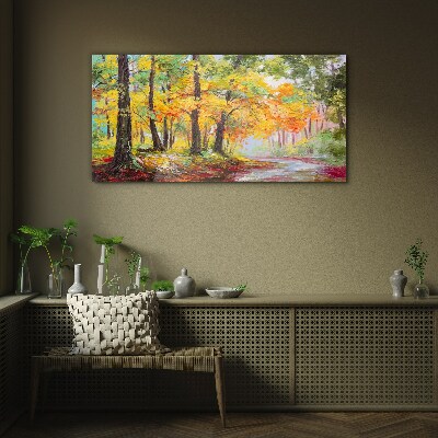 Glasbild Herbstliche Baumallee