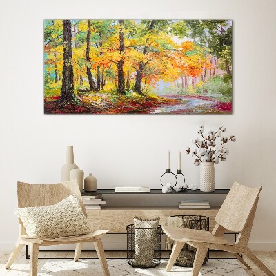 Glasbild Herbstliche Baumallee