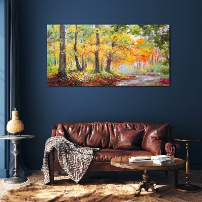 Glasbild Herbstliche Baumallee