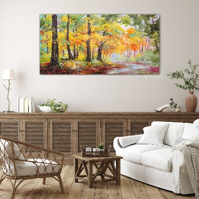 Glasbild Herbstliche Baumallee