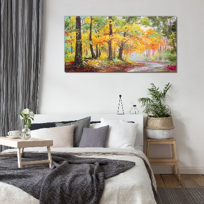 Glasbild Herbstliche Baumallee
