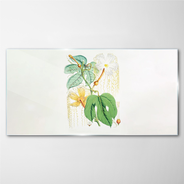 Glasbild Blumenmotiv in Pastellfarben