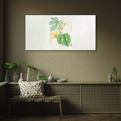 Glasbild Blumenmotiv in Pastellfarben