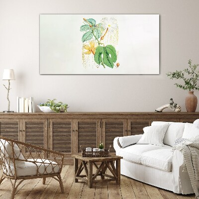 Glasbild Blumenmotiv in Pastellfarben