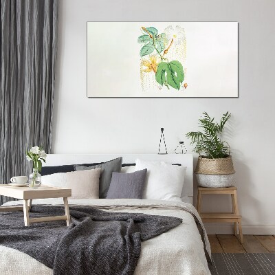 Glasbild Blumenmotiv in Pastellfarben