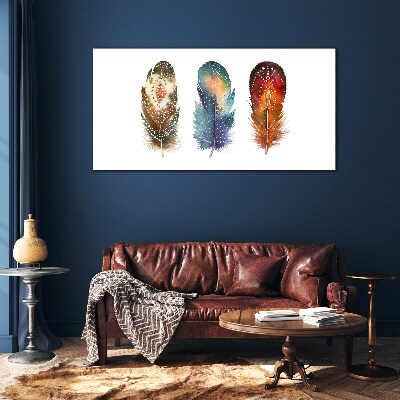 Glasbild Bunte Federn