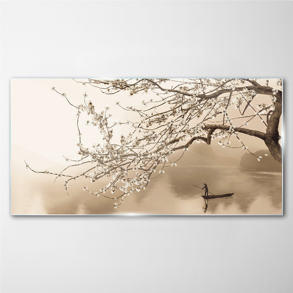 Glasbild Sepia getönten Landschaft