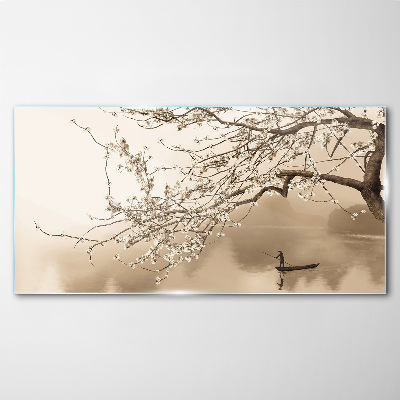 Glasbild Sepia getönten Landschaft