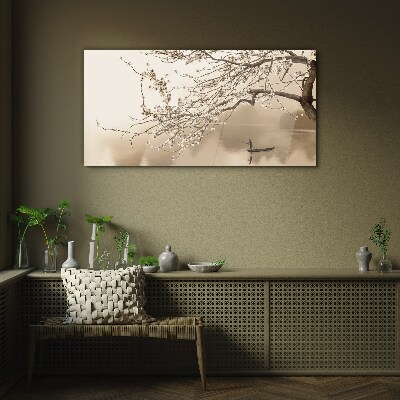 Glasbild Sepia getönten Landschaft