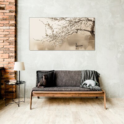 Glasbild Sepia getönten Landschaft