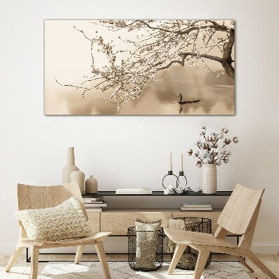 Glasbild Sepia getönten Landschaft