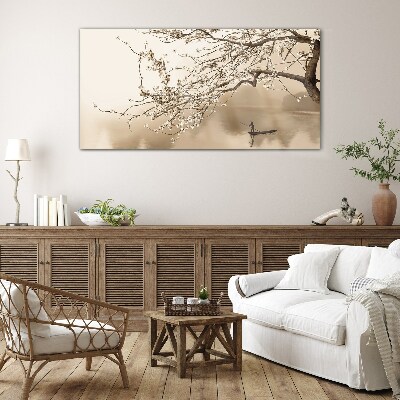 Glasbild Sepia getönten Landschaft