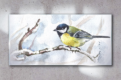 Glasbild Wintersänger auf einem Ast