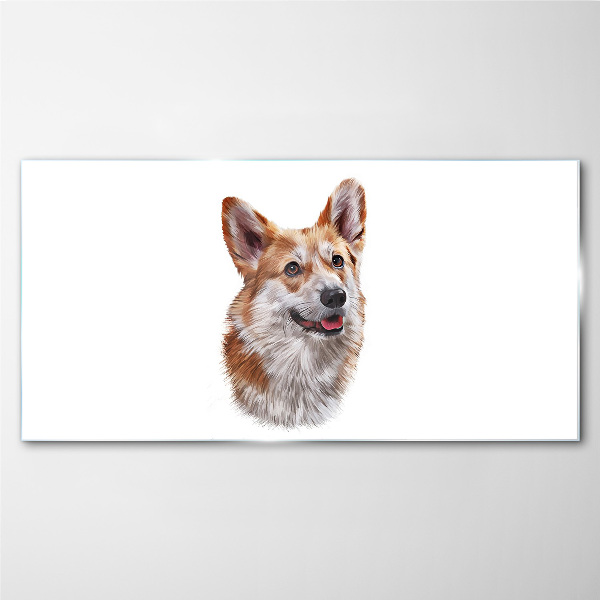 Glasbild Porträt eines fröhlichen Corgi-Hundes