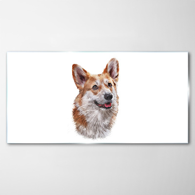 Glasbild Porträt eines fröhlichen Corgi-Hundes