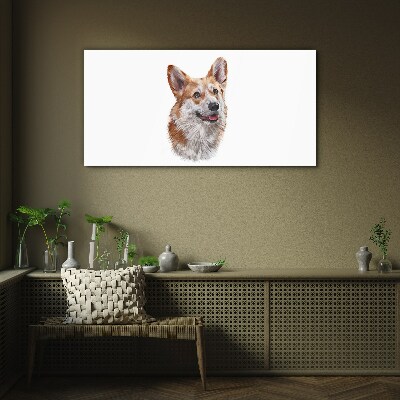 Glasbild Porträt eines fröhlichen Corgi-Hundes