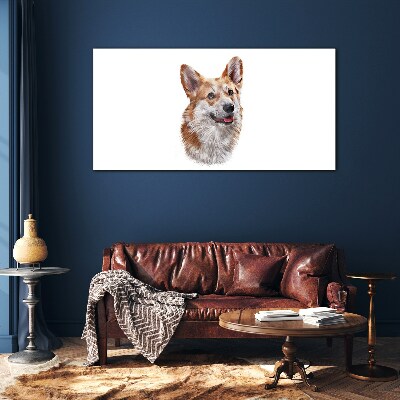 Glasbild Porträt eines fröhlichen Corgi-Hundes