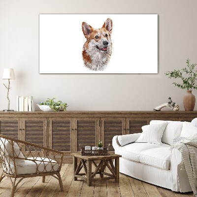 Glasbild Porträt eines fröhlichen Corgi-Hundes